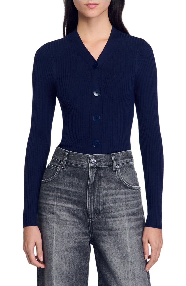 SANDRO Rib knit cardigan, Main, color,