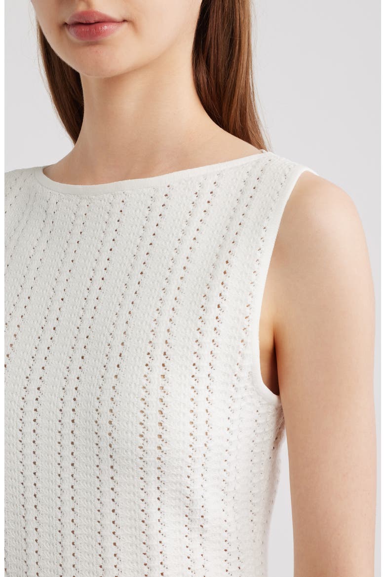 Pointelle Rib Knit Boat Neck Tank, Alternate, color, WHITE - 100