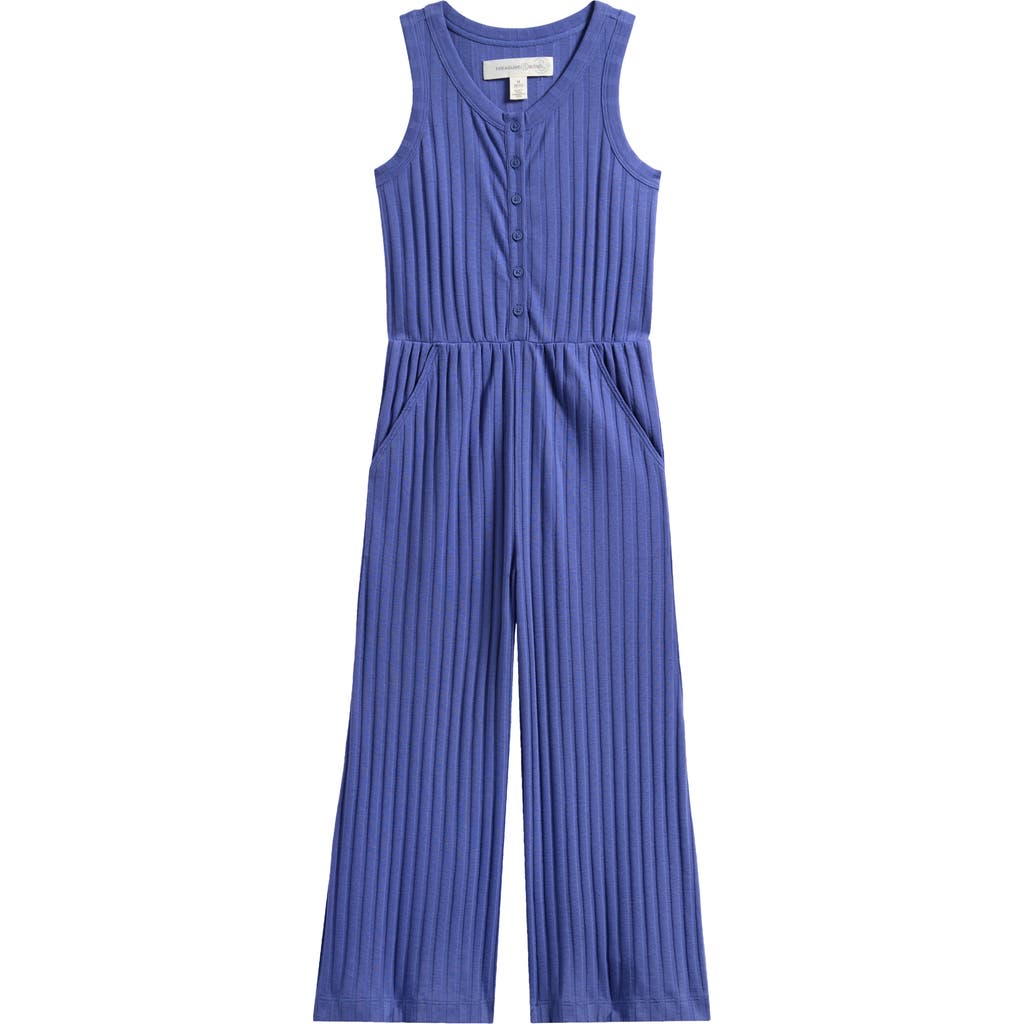 Treasure & Bond Kids' Rib Romper In Blue Marlin