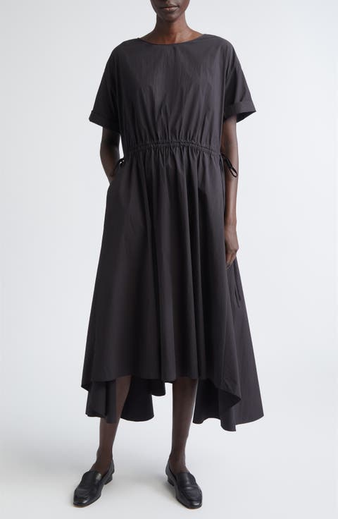 Travel Cotton Gathered Waist Shift Dress