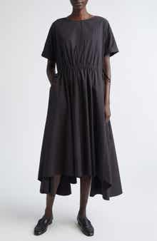 Travel Cotton Gathered Waist Shift Dress