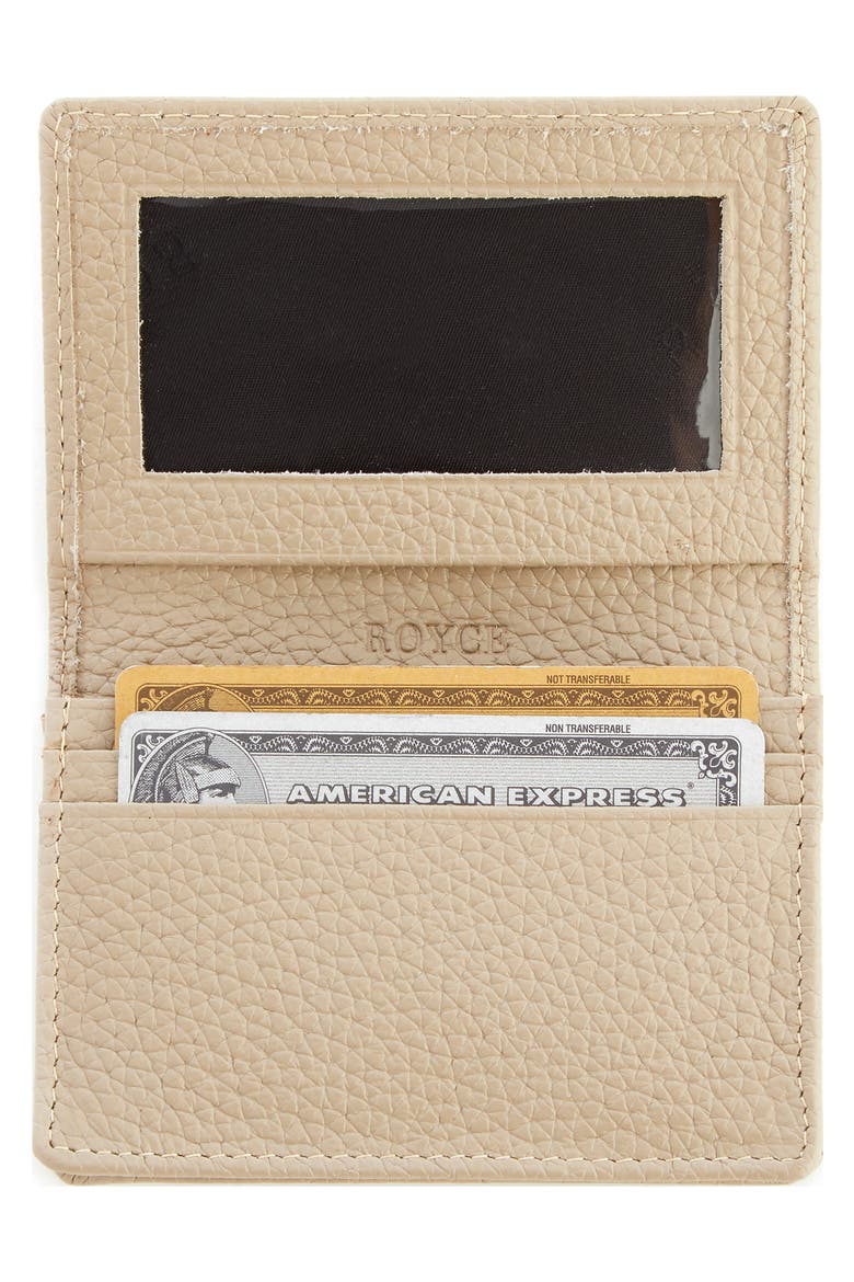 Personalized Leather Card Case, Alternate, color, TAUPE - GOLD FOIL