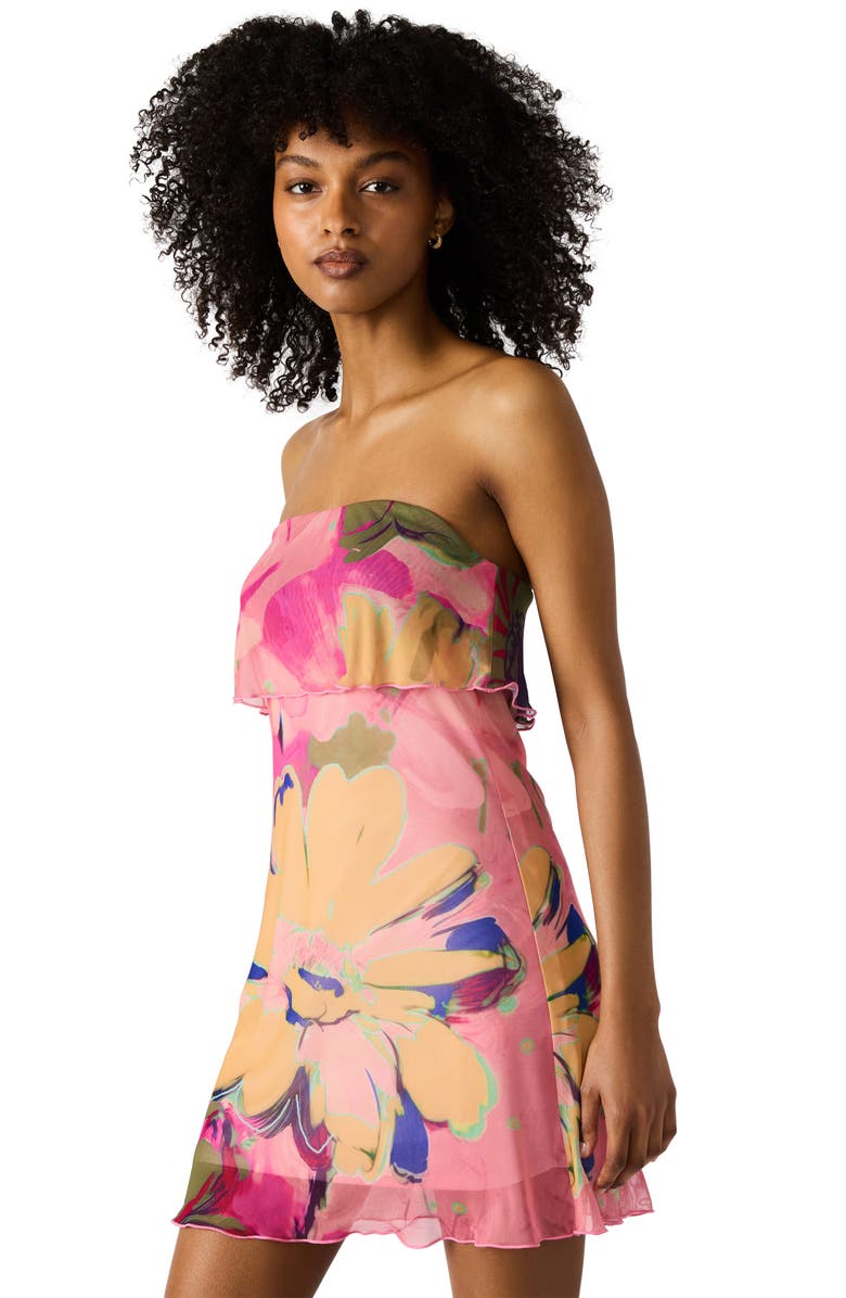 Steve Madden Bryar Floral Strapless Mesh Minidress, Alternate, color, 