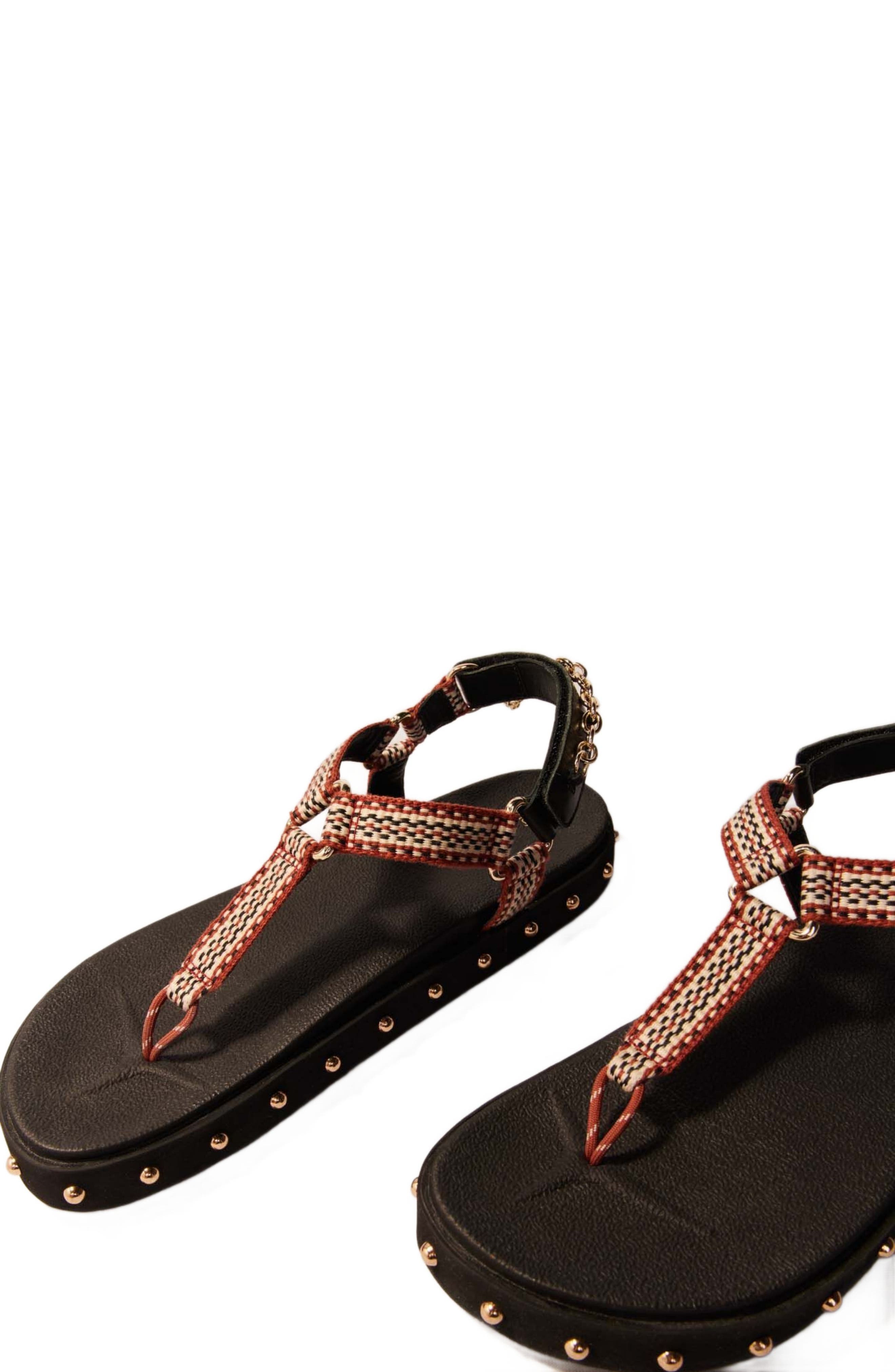 maje Flat rope and leather sandals, Alternate, color, 