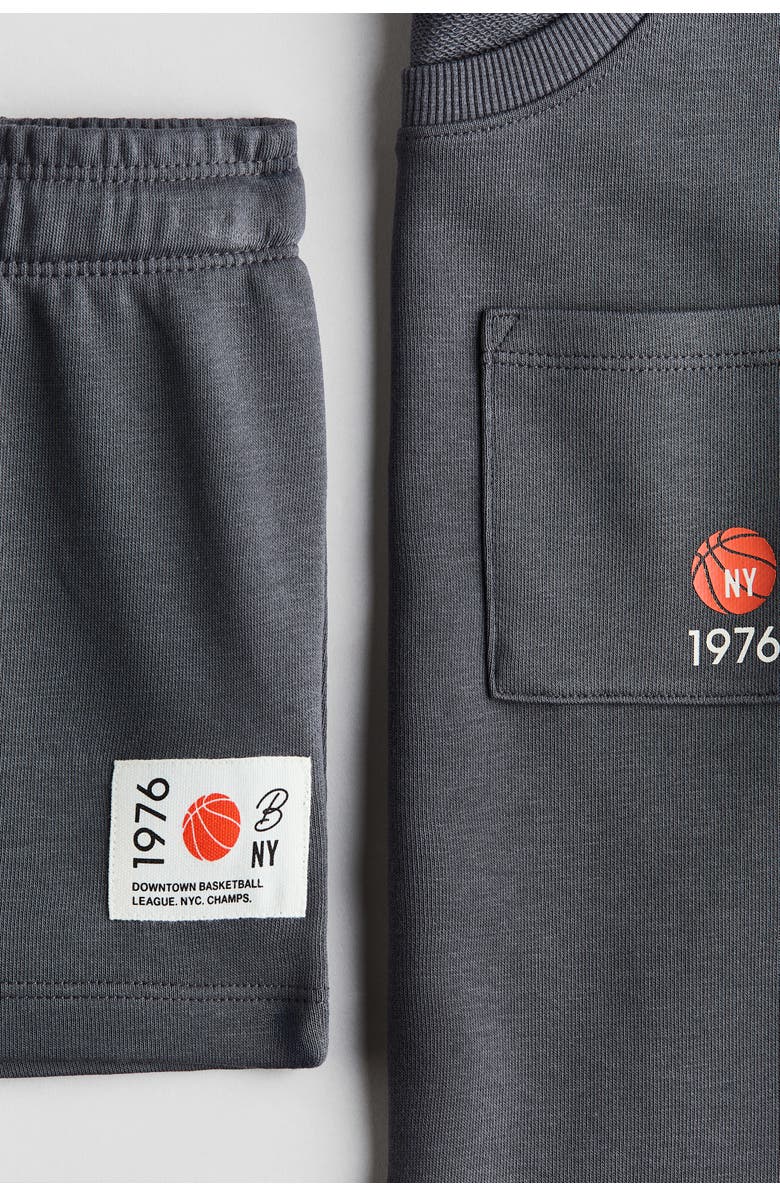 H&M 2-piece Sweatshirt Set, Alternate, color, Dark Gray/Basketballs