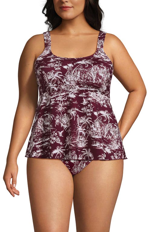 Lands' End Adjustable Scoop Neck Flutter Tankini Top In Multi