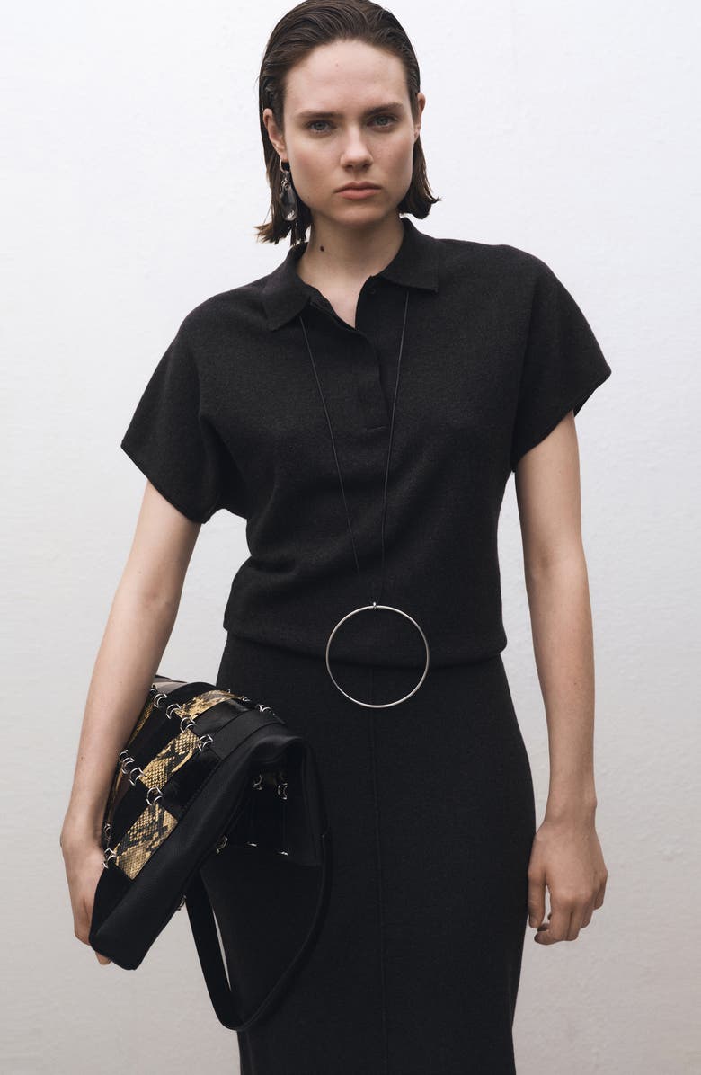 MANGO Wool & Cotton Midi Skirt, Alternate, color,