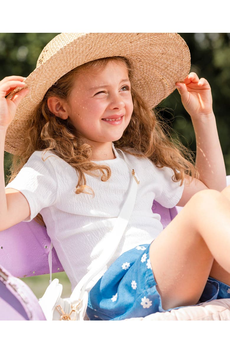 Deux par Deux Little Girl's Floral Chambray Short, Alternate, color,