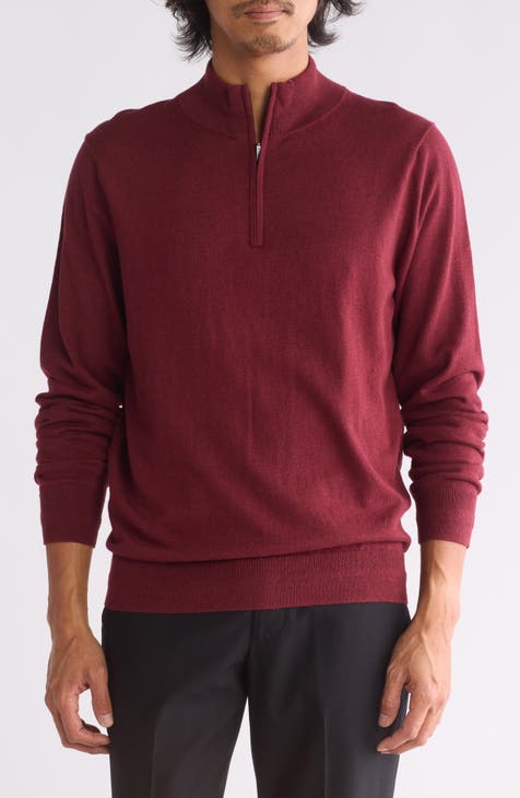 14th and Union Cotton Cashmere Quarter Zip Trim Fit Sweater