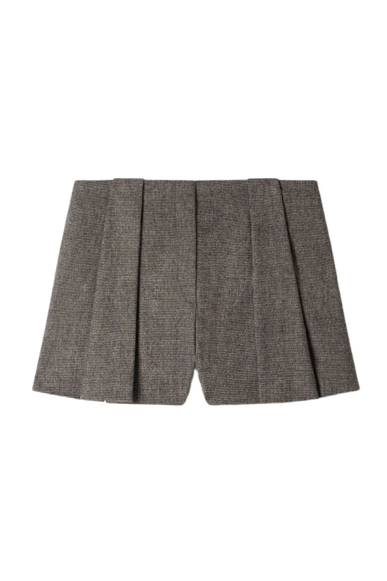 Houndstooth Wool Shorts, Alternate, color, Grey