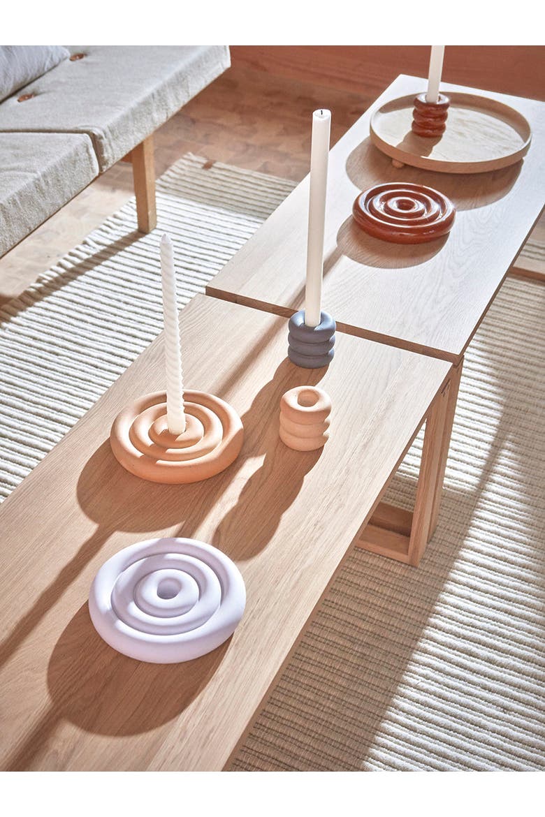 Savi Ceramic Candleholder, Alternate, color, Nutmeg