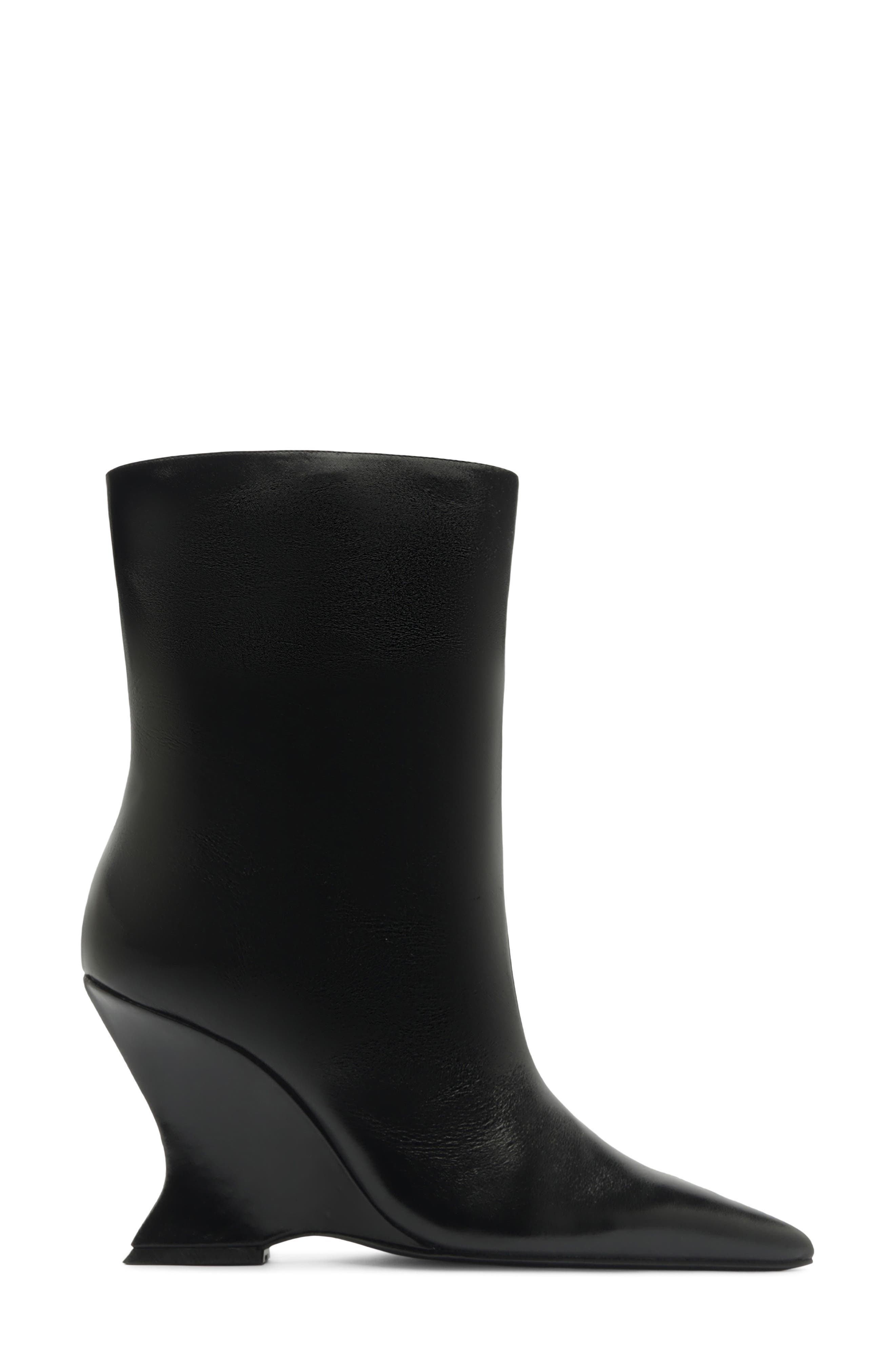 Siena Pointed Toe Wedge Bootie, Alternate, color, BLACK
