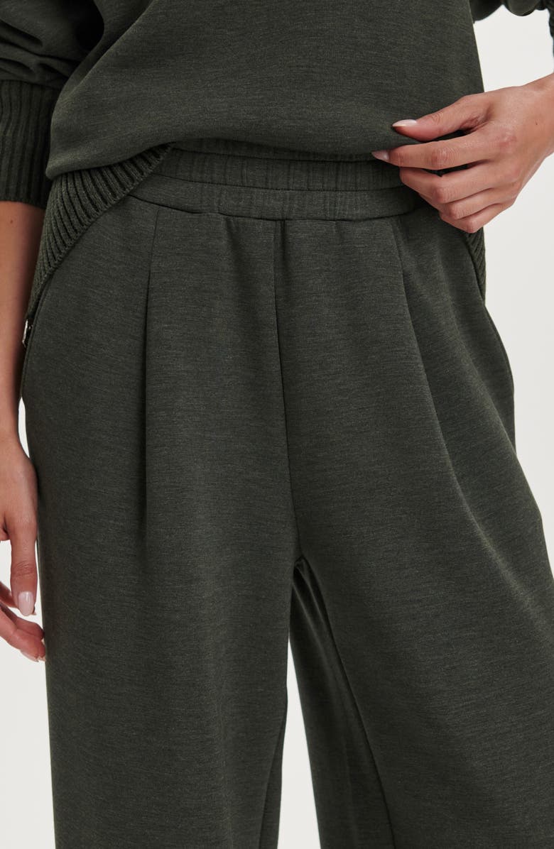 Varley Pleated Wide Leg Pants, Alternate, color, Olive Marl