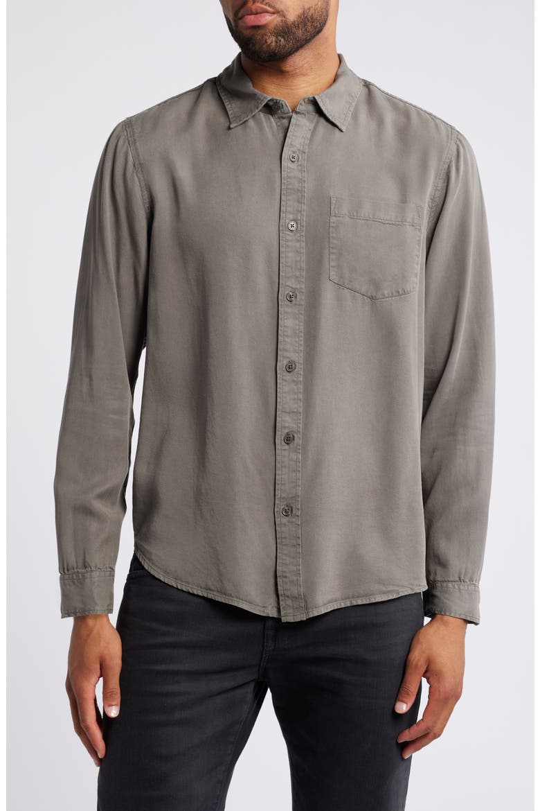 Aiden Solid Lyocell Button-Up Shirt, Main, color, LIGHT STERLING
