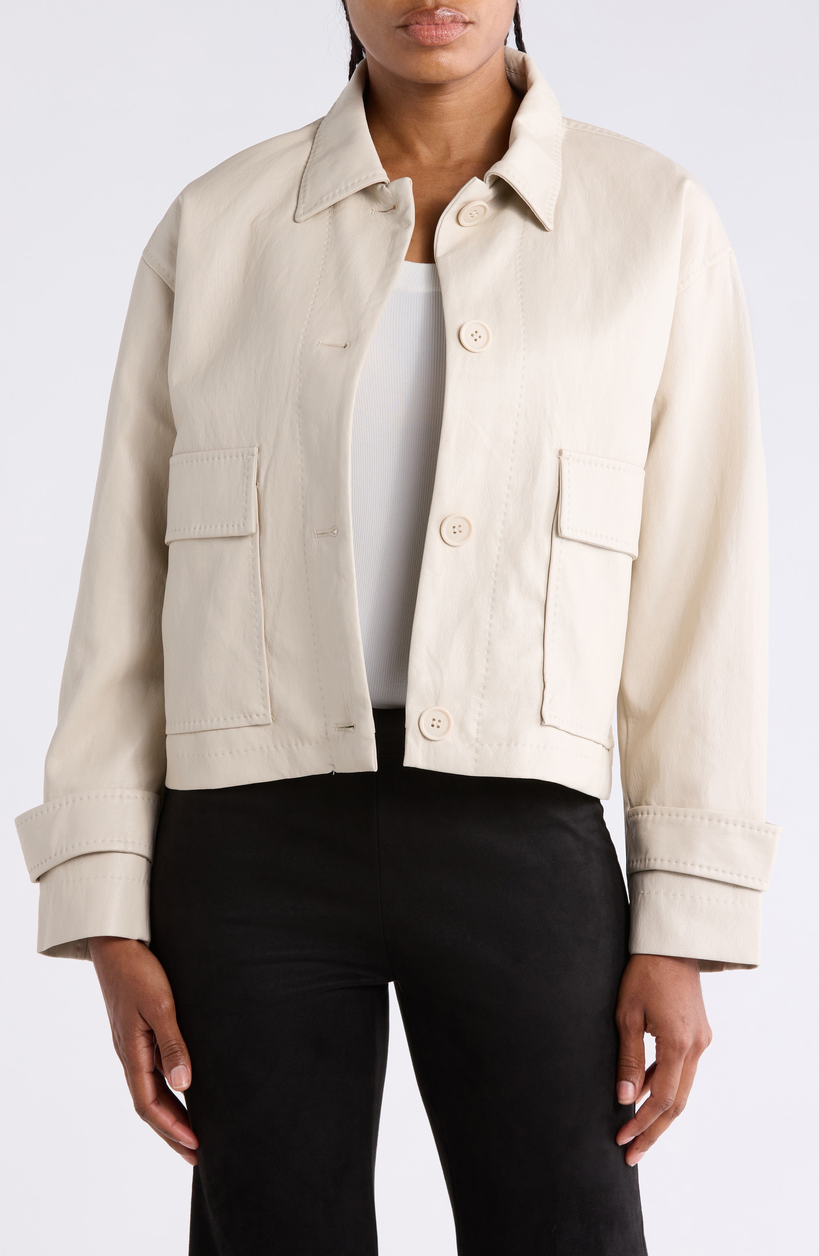 Faux Leather Crop Jacket