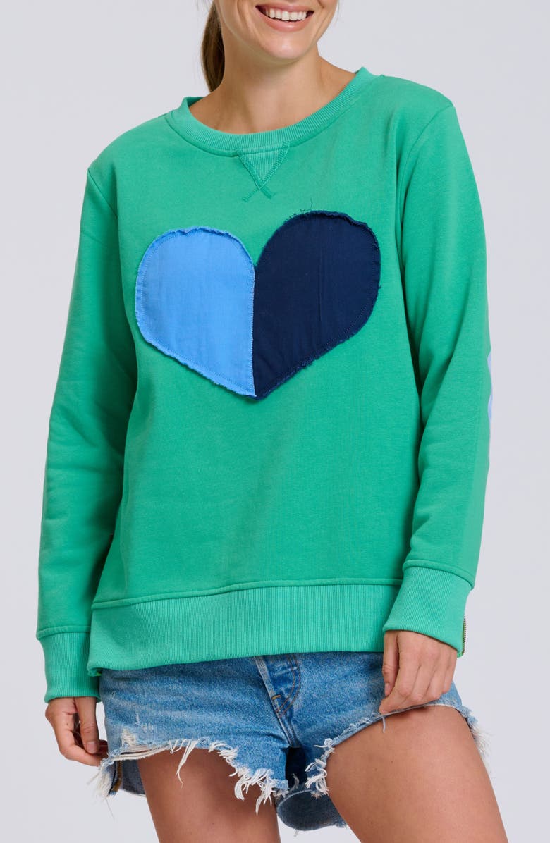 SHIRTY Zipside Nautical Anchor Sweatshirt, Main, color, Pea Green