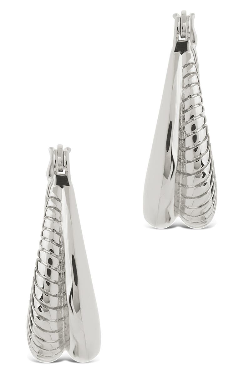 Sterling Forever Athena Rib Hoop Earrings, Alternate, color, Silver
