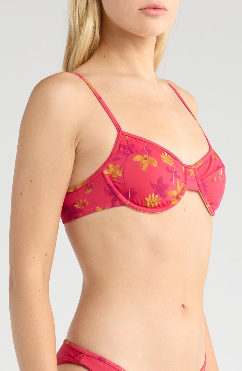 PacSun Bonnie Floral Bralette Bikini Top, Alternate, color, Raspberry Wine Blooms
