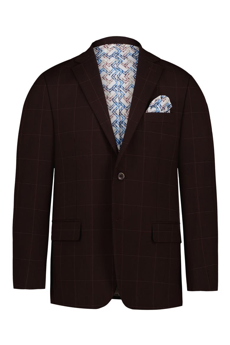 Windowpane Sport Coat, Alternate, color, MAROON