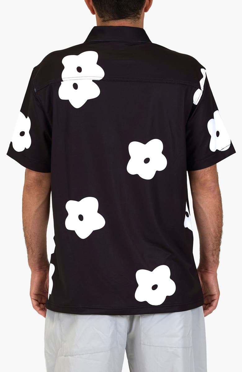 VAST Flower Patch Aqua Terra Performance Short Sleeve Button-Up Shirt, Alternate, color, Black