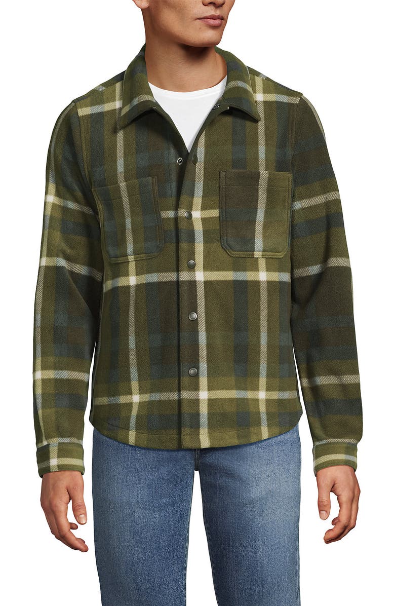 Lands' End Anyweather Fleece Shirt Jacket, Alternate, color, Havana Brown Plaid