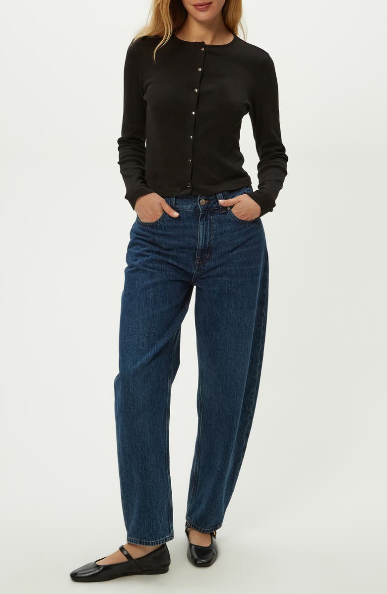 Michael Stars Trixie Cotton Snap-Up Cardigan, Alternate, color, Black