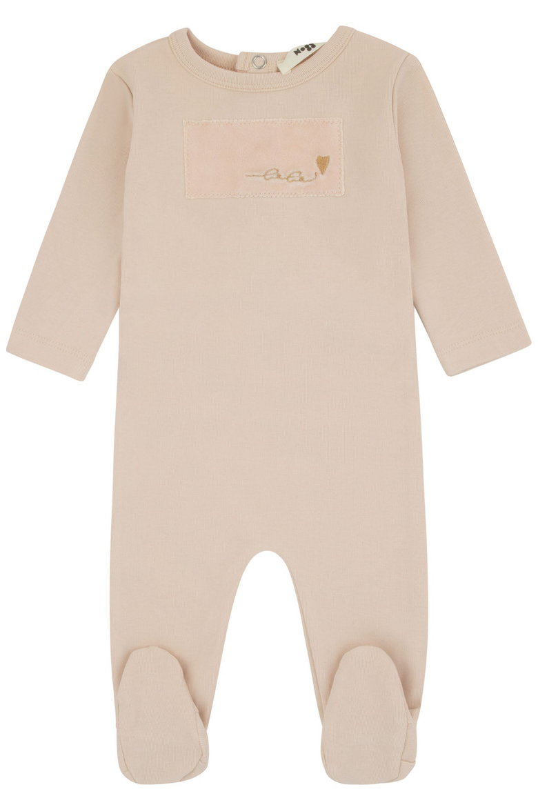 Girls Layette Velour Patch Footie, Main, color, Velour Patch