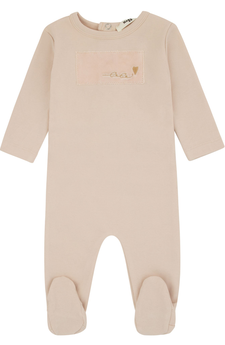 NoggiWear Girls Layette Velour Patch Footie, Main, color, Velour Patch
