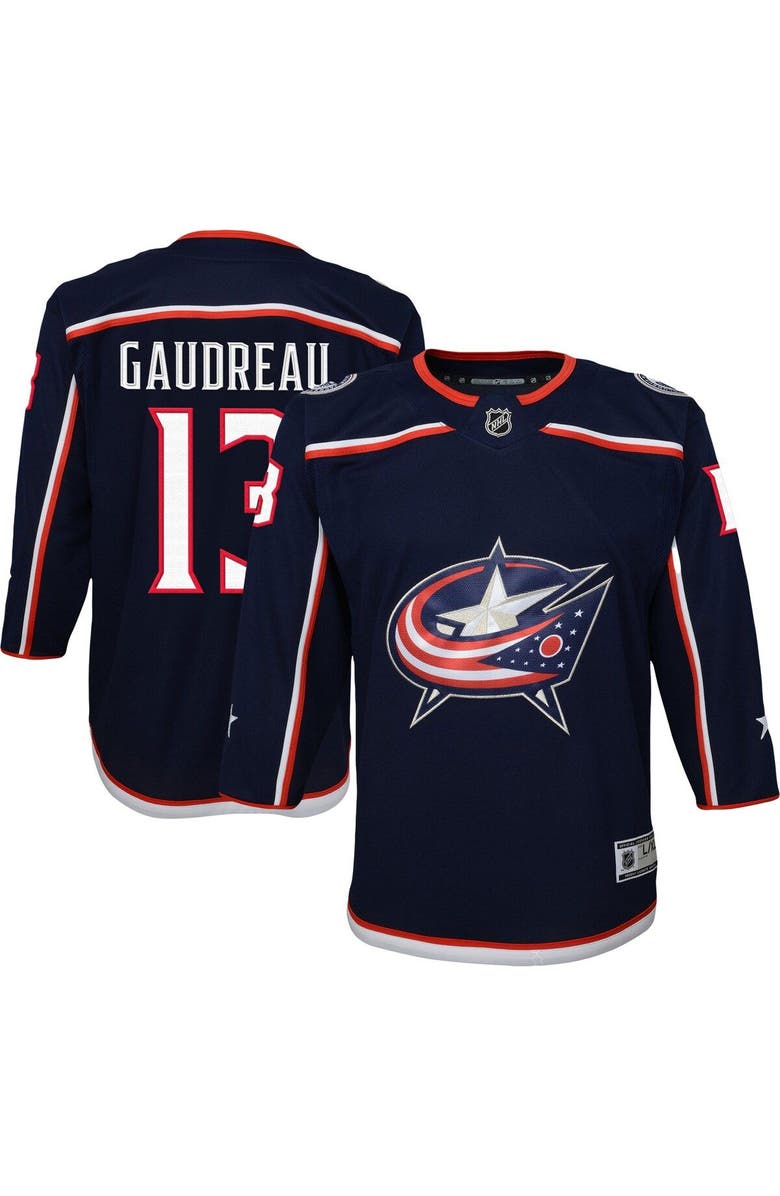 Outerstuff Youth Johnny Gaudreau Navy Columbus Blue Jackets 2022/23 Premier Player Jersey, Main, color, Navy