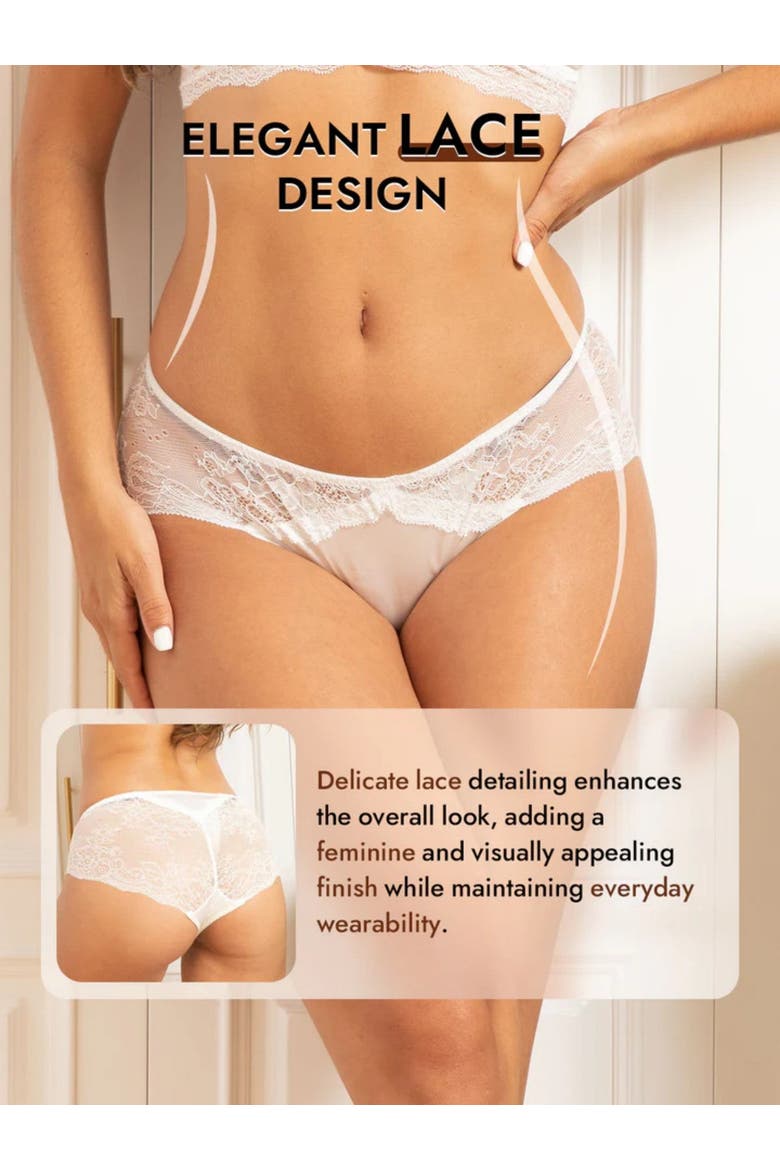 Pure Silk 3-Pack Lace Briefs Panties, Alternate, color, White