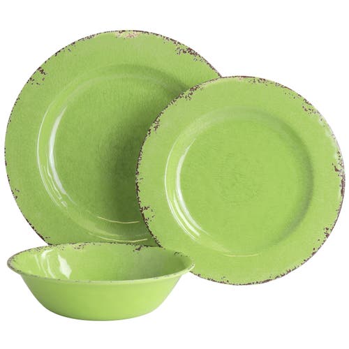 Gibson Mauna 12 Piece Melamine Dinnerware Set In Green