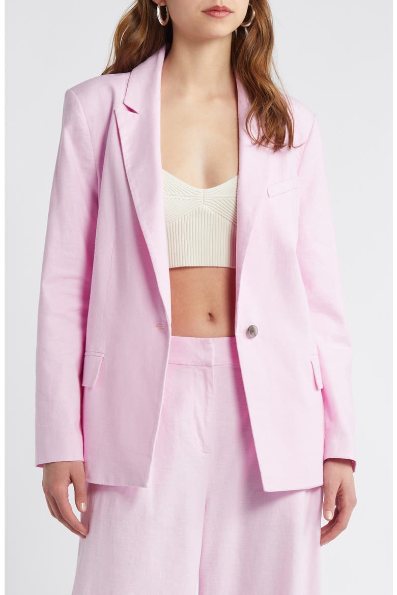 Linen Blend Blazer, Main, color, PINK PIROUETTE