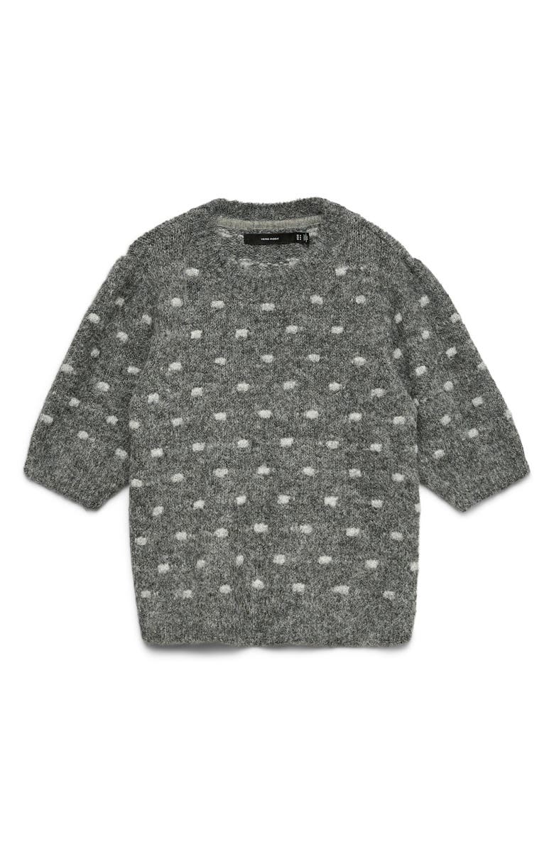 VERO MODA Novah Dotty Crewneck Sweater, Alternate, color, Dark Grey Melange De