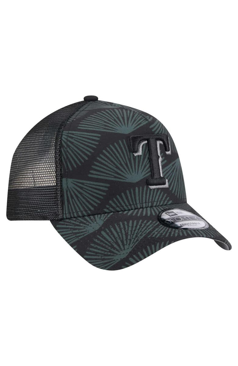 New Era Men's New Era  Black Texas Rangers 9FORTY A-Frame Trucker Adjustable Hat, Alternate, color, Black