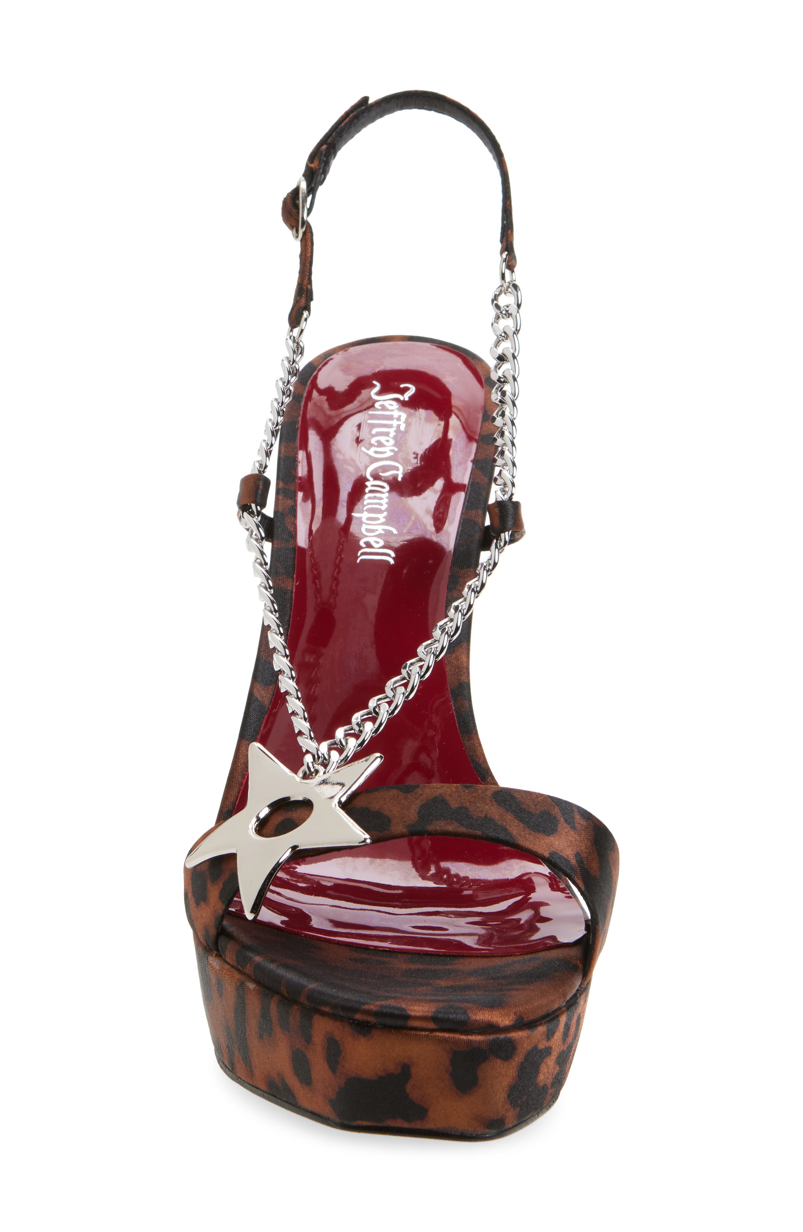 Jeffrey Campbell Hottie Slingback Wedge Satin Sandal, Alternate, color, Tan Cheetah Satin/ Silver