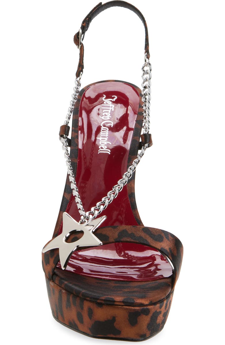 Jeffrey Campbell Hottie Slingback Wedge Satin Sandal, Alternate, color, Tan Cheetah Satin/ Silver