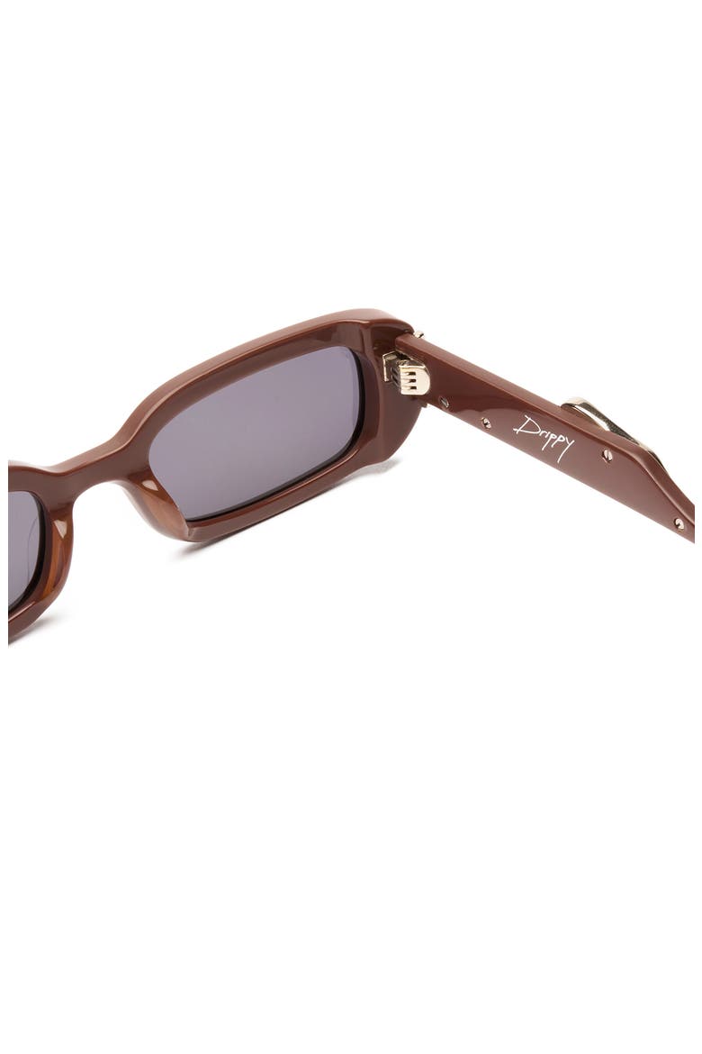 Lil Drippy 49mm Rectangular Sunglasses, Alternate, color, LIL DRIPPY MATTE CHOCOLATE / DARK SMOKE / SILVER
