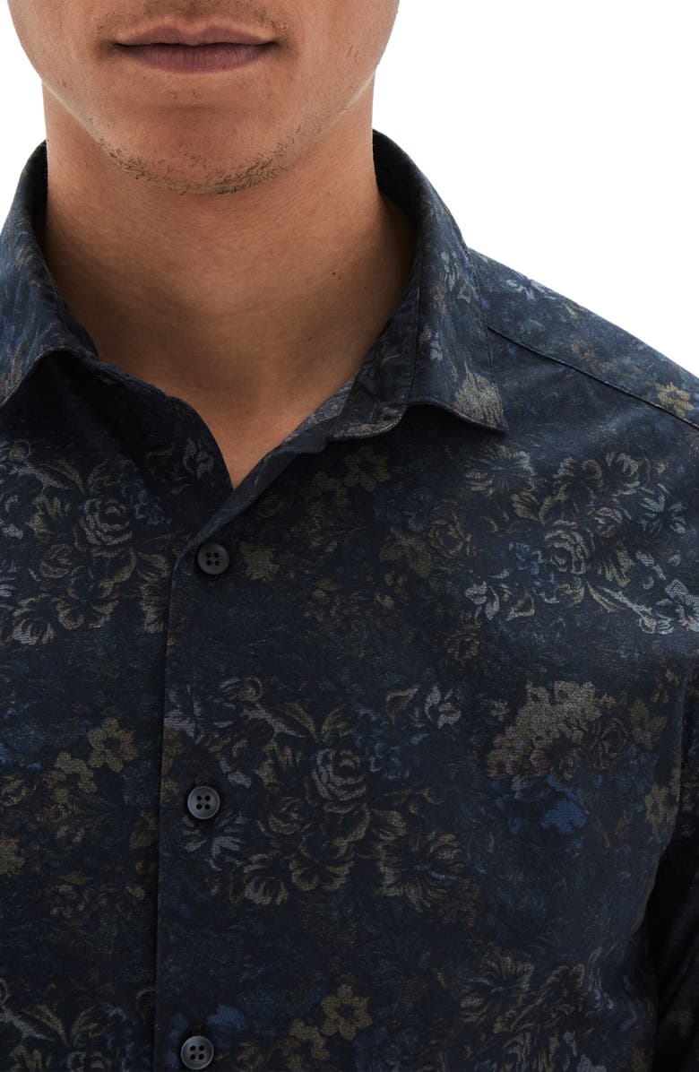 Robert Barakett Felston Floral Print Button-Up Shirt, Alternate, color, 