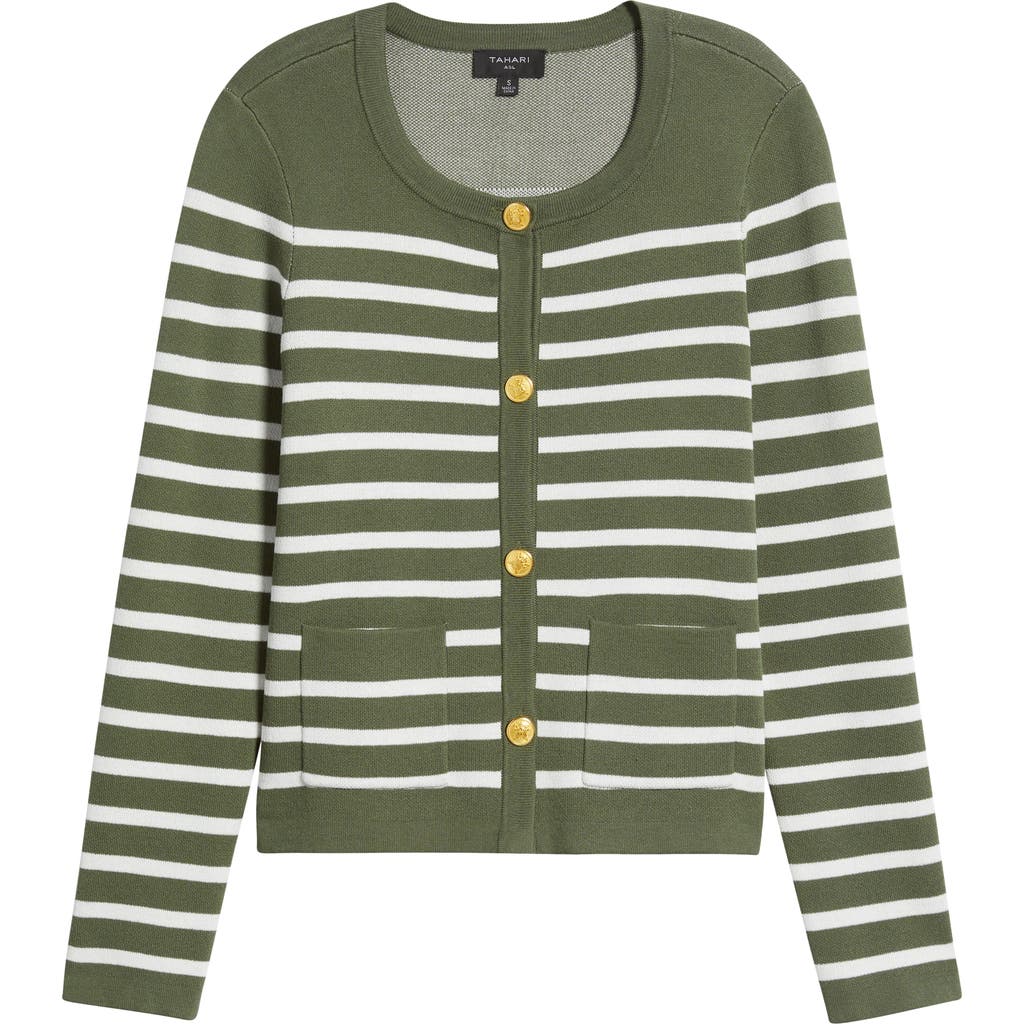 Tahari Asl Stripe Cardigan