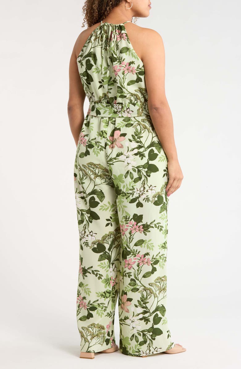 SUGARLIPS Zane Floral Lighthearted Trapeze Jumpsuit, Alternate, color, Green-Pink-Multi