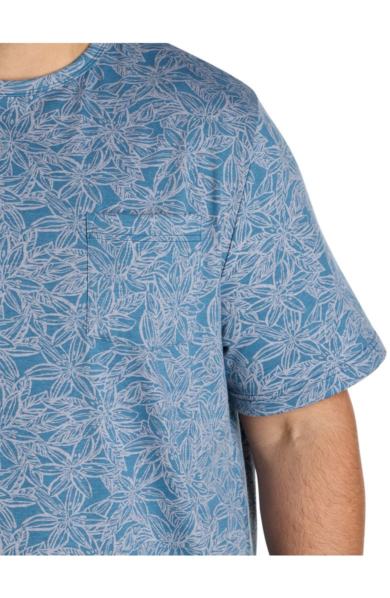 Harbor Bay by DXL Big & Tall Floral Print Moisture-Wicking Pocket T-Shirt, Alternate, color, Blue Ashes