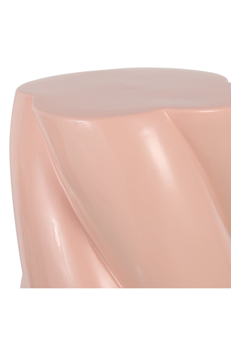 Yves Modern Glossy Ceramic Twisted Garden Stool - Indoor/Outdoor Accent Side Table, End Table, Patio Seat & Plant Stand, Alternate, color, Pink