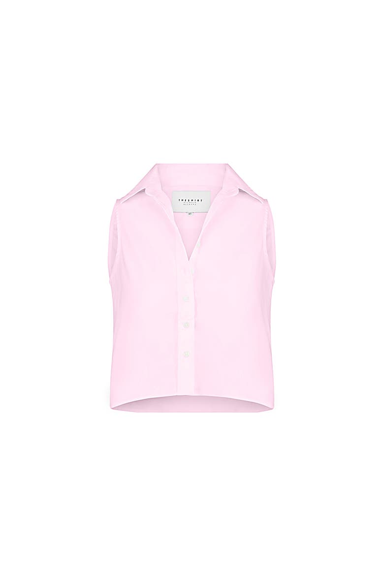The Boxy Cropped Sleeveless Shirt, Alternate, color, Light Pink