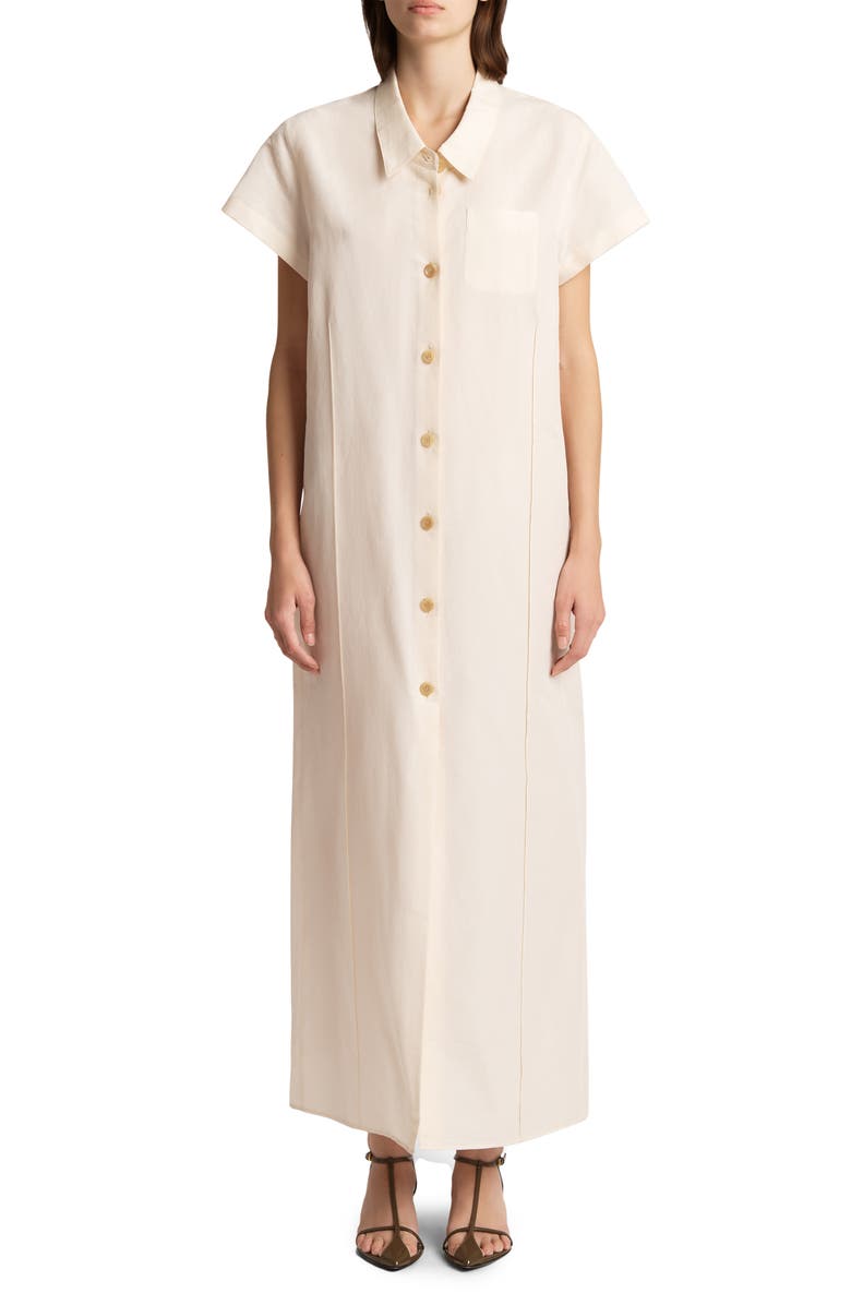 Khaite Effy Organza Shirtdress, Main, color, Natural