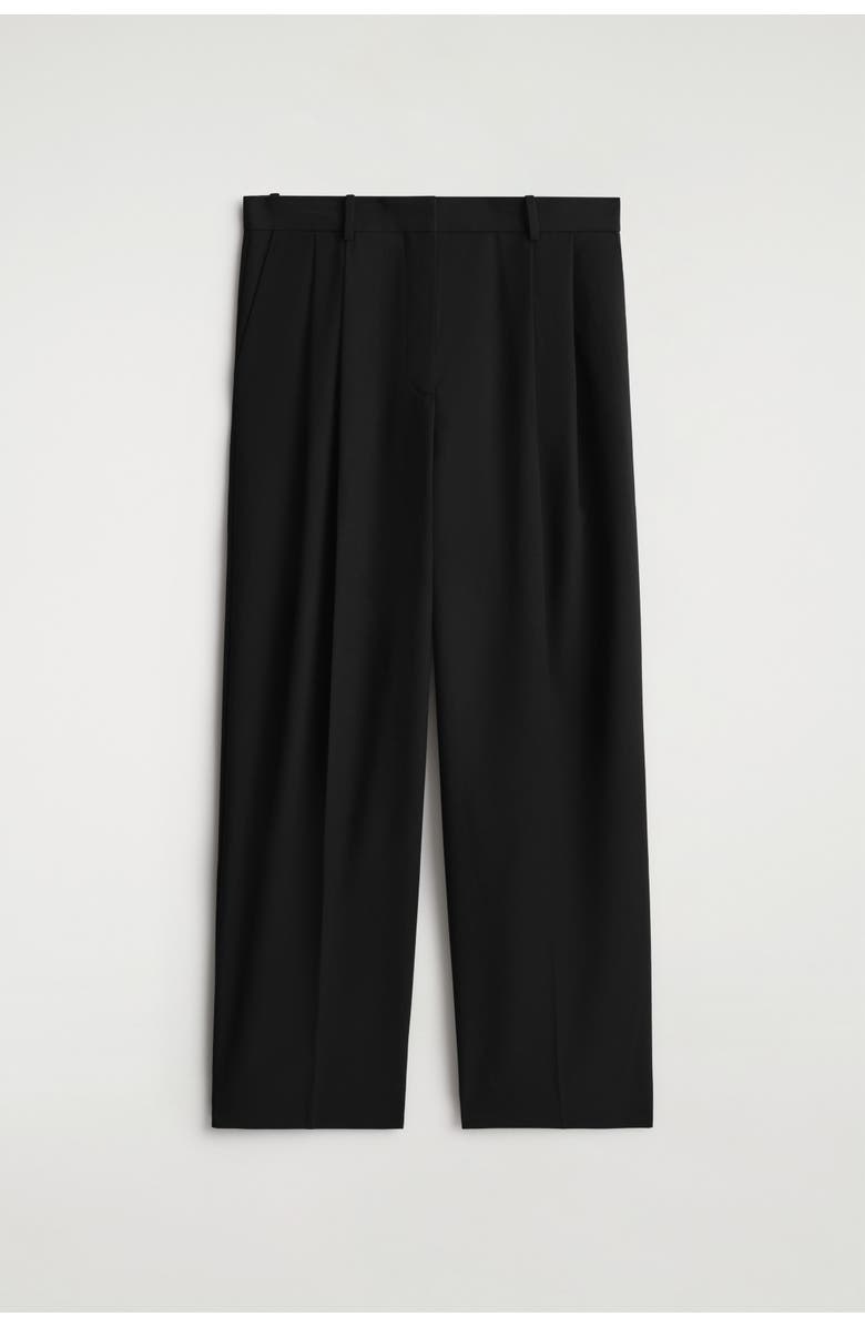 COS Relaxed Twill Wide-Leg Pants, Alternate, color, Black