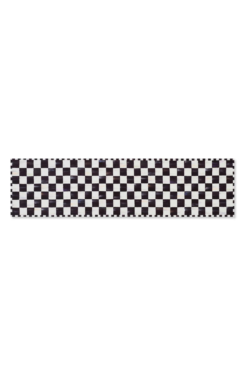 MACKENZIE CHILDS Courtly Checkered Machine Washable Runner Rug, Main, color, Black
