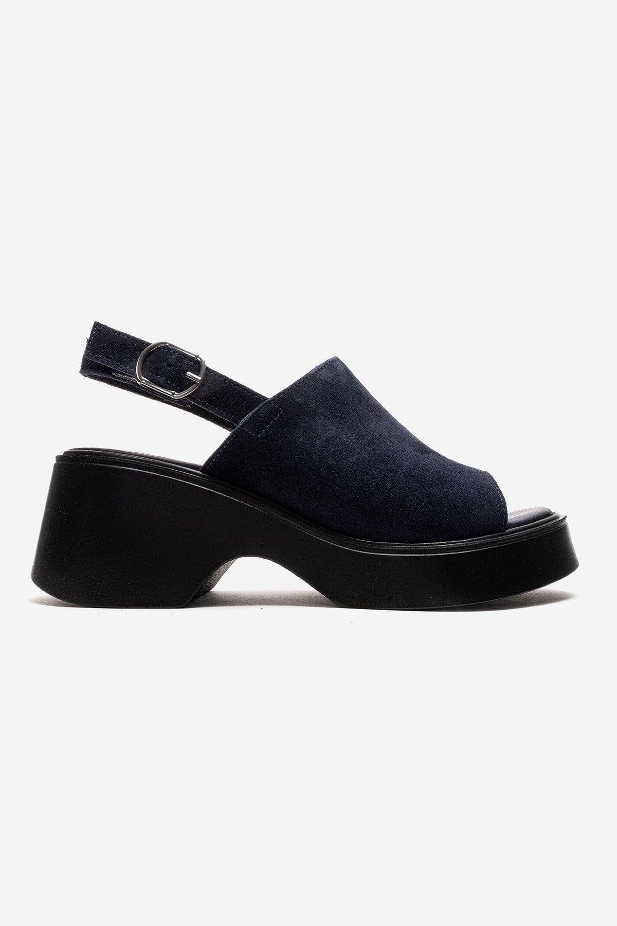Power Leather Platform Wedge Sandal, Alternate, color, Navy Suede