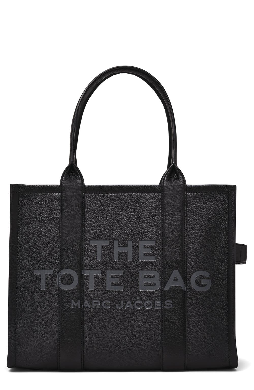 The Large Leather Tote Bag, color, BLACK