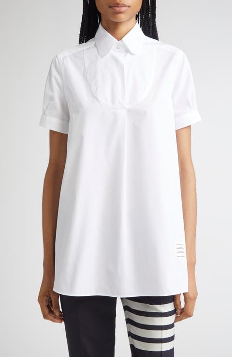 Peter Pan Collar Cotton Button-Up Shirt