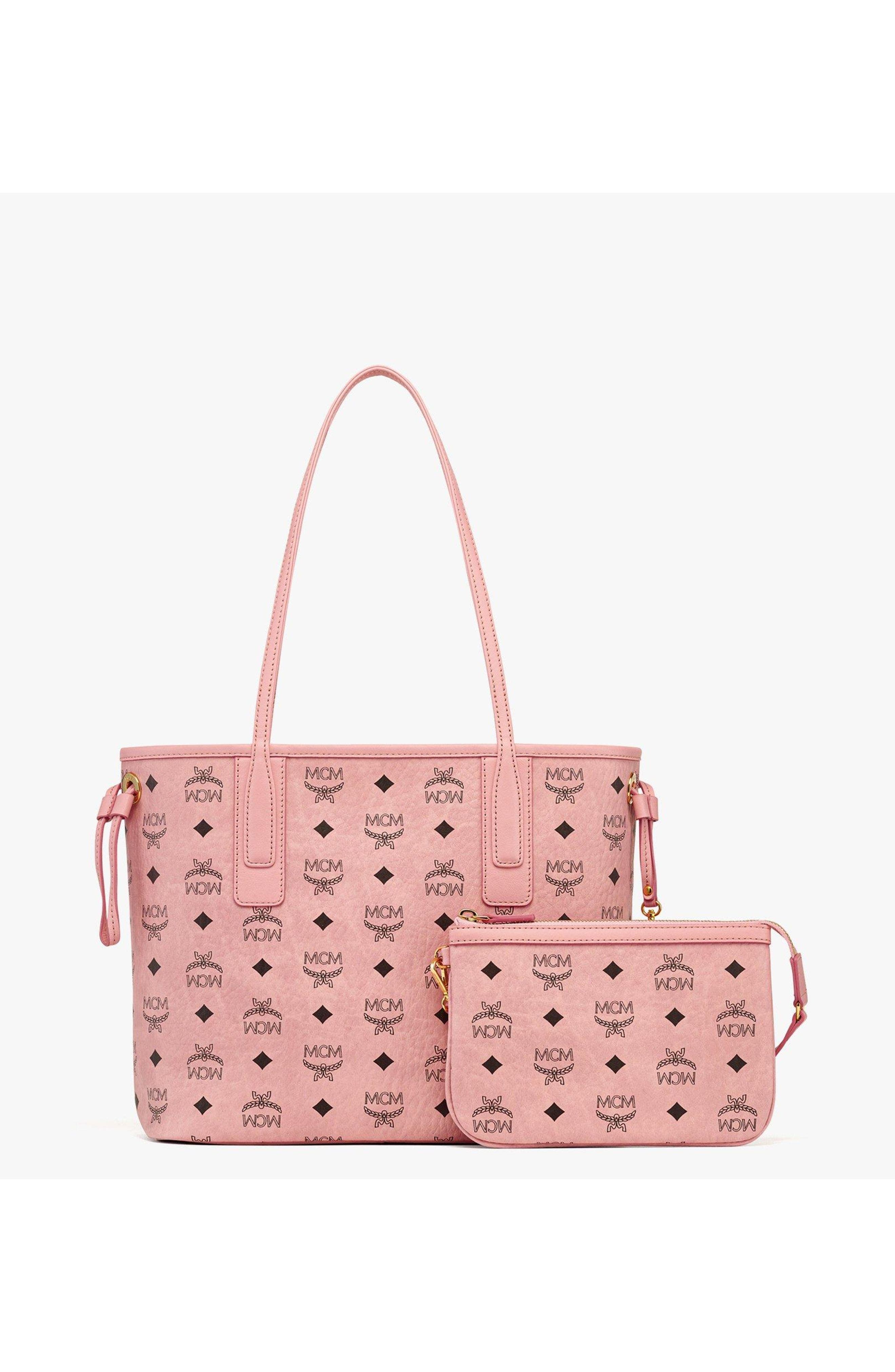 MCM Small Liz Shopper in Visetos, Alternate, color, Pink